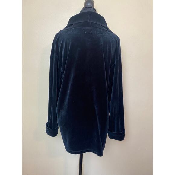 victoria’s secret womens black velour collared long sleeve sweater small - Picture 3 of 4